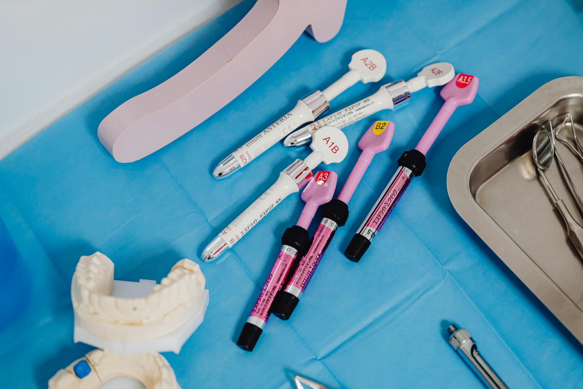 top view of dental instruments